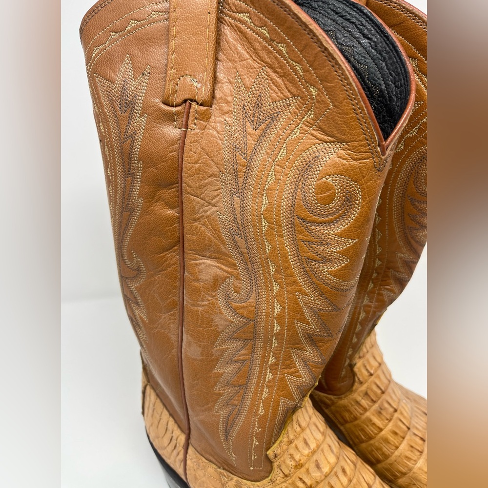 DAN POST Men's Cowboy Boots Monterrey Sz 9.5EE Genuine Caiman VTG - Picture 3 of 9